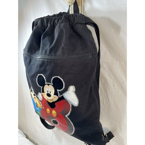Walt Disney World Backpack Micky Mouse Printed Black Canvas Fabric - Picture 3 of 13